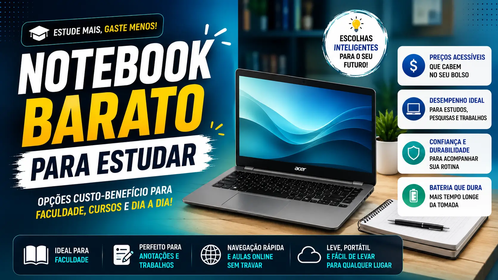 notebook barato para estudar