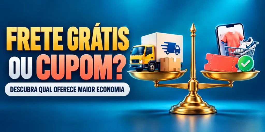 Comparação entre frete grátis e cupom de desconto na compra de roupas e calçados