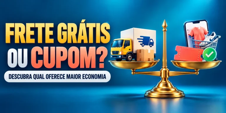 Comparação entre frete grátis e cupom de desconto na compra de roupas e calçados