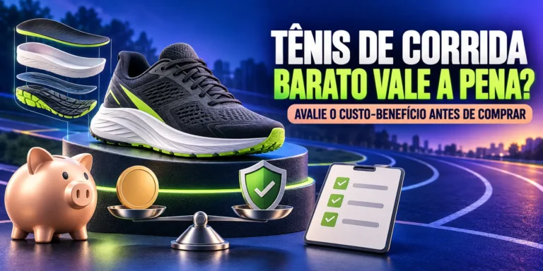 Tênis de corrida barato avaliado por amortecimento, solado, durabilidade e custo-benefício